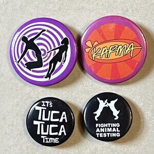 4 RARE LUSH Staff Buttons: Tuca Tuca & Karma Perfumes/Fighting Animal Testing